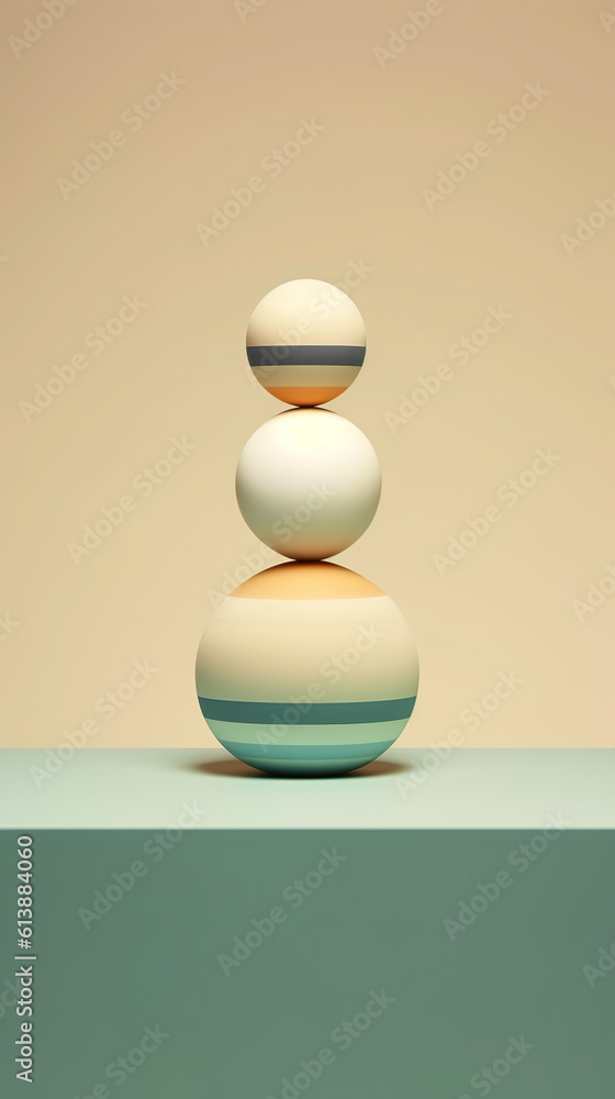 Poster a stack of three eggs sitting on top of each other. generative ai.