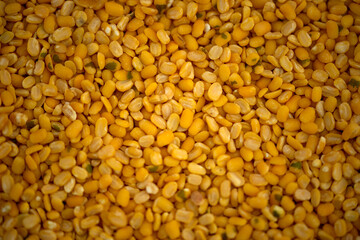 The pile of Gram pulses, Split Chickpeas, and Lentil Pulses.