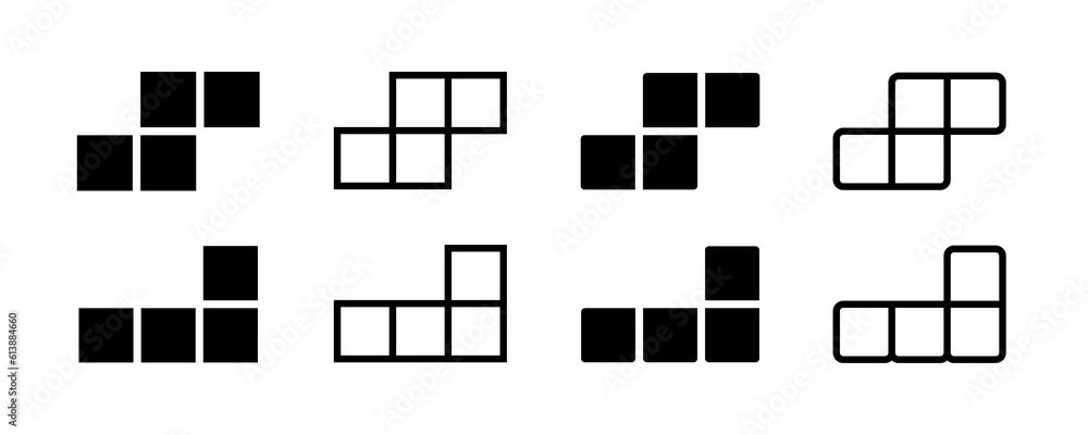 Aufkleber tetris game icons. tetris blocks icons set. game blocks symbols