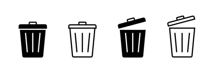 Trash bin icons. Dustbin, trash sign icon. Waste, delete symbol - obrazy, fototapety, plakaty