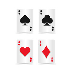 Casino white and red cards white background