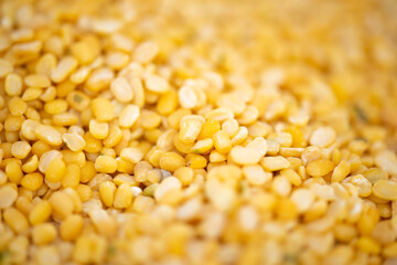 The pile of Gram pulses, Split Chickpeas, and Lentil Pulses.