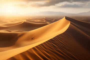 Fototapeta na wymiar Golden dunes. Majestic Dunes in the Desert.Image ai generate