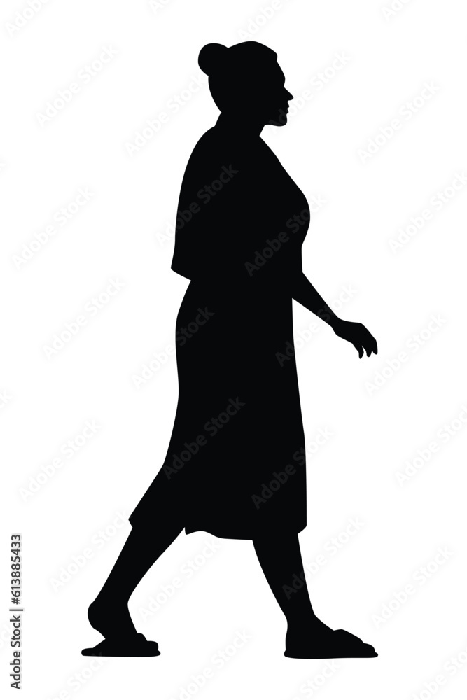 Wall mural Woman silhouette vector on white background ,people in black and white, illustration for creative content.