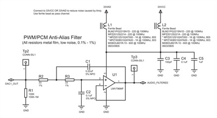 Vector technology background with electrical scheme. Schematic diagram of electric circuit. Drawing of electronic device with operational amplifier, resistor, capacitor, ferrite bead, other component