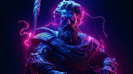 Zeus Electrifying Illustration, Generative AI.
