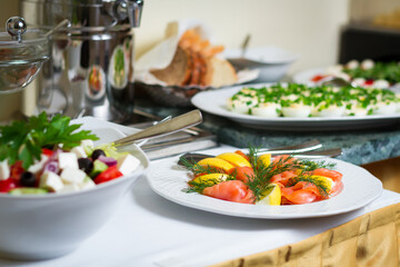 hotel breakfast buffet with many different types of food