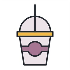 Drink With A Straw icon. Simple flat element from fast food collection. Creative drink with a straw icon for templates, software and apps.cold frappe drink for take away with straw.