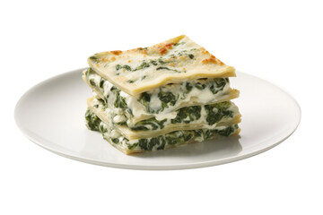 Delicious Plate of Spinach Lasagna Isolated on a Transparent Background