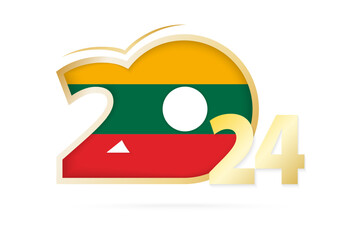 Year 2024 with Lithuania Flag pattern.
