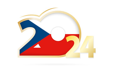 Year 2024 with Czech Republic Flag pattern.