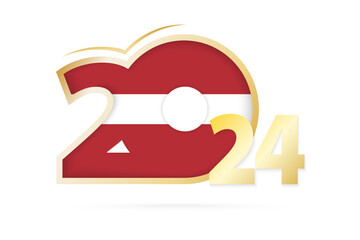 Year 2024 with Latvia Flag pattern.