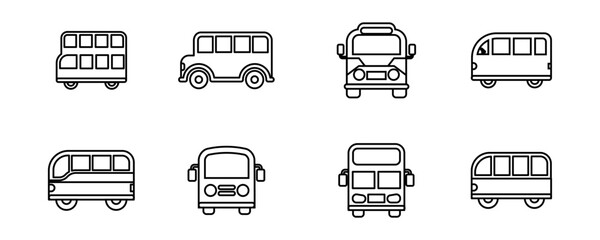 Bus Icons set, Bus vector icon, Public transport symbol, Road Transport.