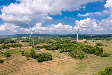 View of San Lorenzo Wind Farm in the island province of Guimaras, Philippines. WInd renewable...