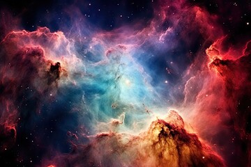 Fototapeta na wymiar Das Universum Entschleiert: Eine Tiefe Raum Symphonie von Fernen Galaxien und Leuchtenden Nebeln in Kräftigen Blau- und Purpurtönen durch Generative AI 2