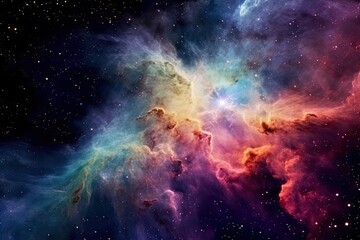 Obraz na płótnie Canvas El Universo Revelado: Una Sinfonía del Espacio Profundo de Galaxias Distantes y Nebulosas Luminosas en Azules y Púrpuras Vibrantes por Generative AI 6