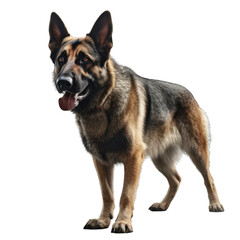 German Shepherd isolated on transparent background.