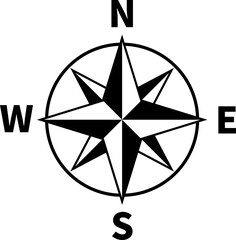 North direction icon for map, Initials of East, West, South, North