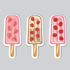 Ice cream sticker or badge, icon, vector.