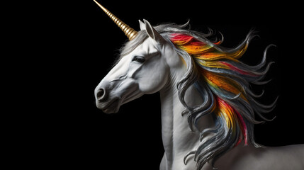Naklejka na ściany i meble white unicorn with a rainbow colored horn