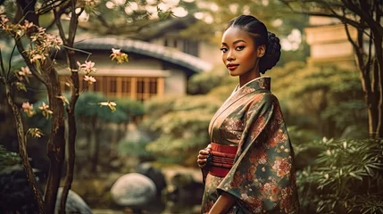Fotobehang Jamajka w Azjatyckim kraju w japońskim stroju AI generated © Artur