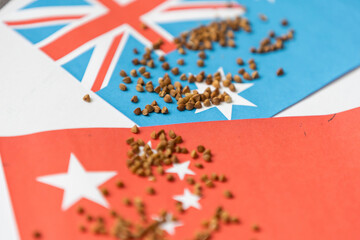 Grain deal between Ukraine and the EU. Export of grain. flag of ukraine and EU. 