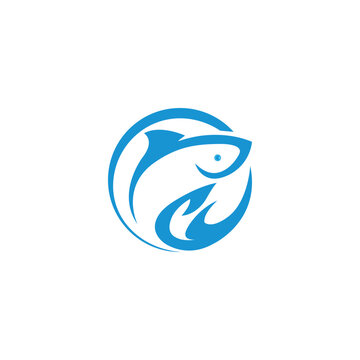 fish vector logo for seafood brand and company