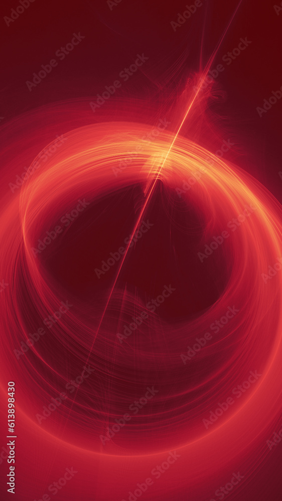 Poster abstract red background, motion line graphics. fractal elements swirling in circles like a vortex, b
