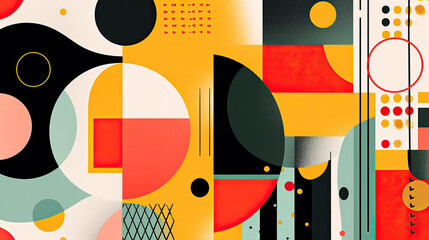 Colorful patterns and shapes in Bauhaus art style