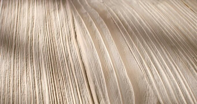 Brushed wood. The surface of aged wood with a metal brush. Close up. Angle view.