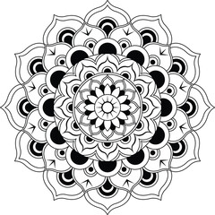 Simple creative mandala design for coloring. Vector floral mandala design.