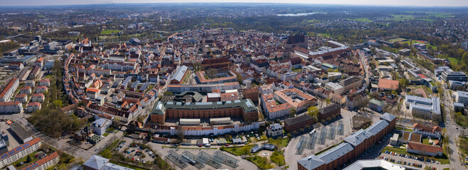 Aerial view around the old town center of the city Ingolstadt in Germany