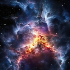 Obraz na płótnie Canvas Colorful glow of space galaxy cloud nebula. Stary night cosmos. Universe science astronomy. Supernova background wallpaper, created by generative Al technology.