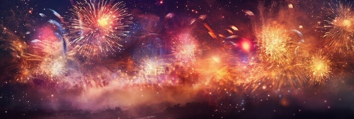 Fireworks in the night sky. AI Generative Art.