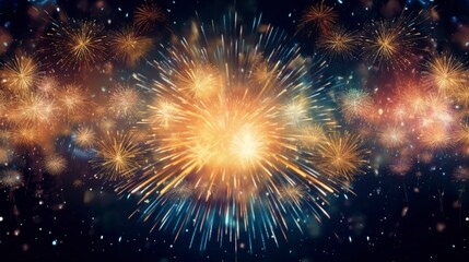 Fireworks in the night sky. AI Generative Art.