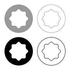Rubber gasket puck under rounded octagon in circle set icon grey black color vector illustration image solid fill outline contour line thin flat style