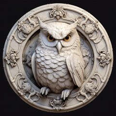 marble medallion of an owl