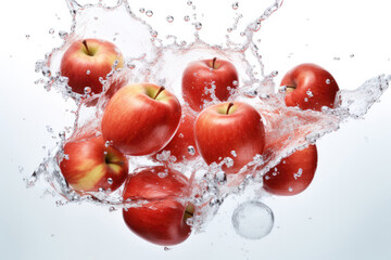 Fototapeta na wymiar 水に落下するリンゴ, リンゴ, 水, 水飛沫, apple falling into water, apple, water, splash, Generative AI