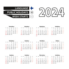 2024 calendar in Finnish language, week starts from Sunday.