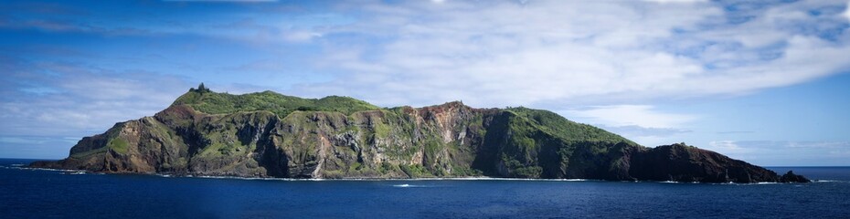 Pitcairn island. South Pacific Ocean. The last of the British territories in the South Pacific. Between history, nature and landscape. isiting locals on a cruise ship.

