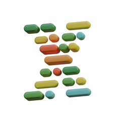 Dots & Lines 3D Alphabet or PNG Letters