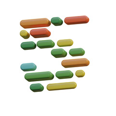 Dots & Lines 3D Alphabet or PNG Letters