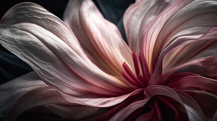 Fototapeta na wymiar a close up of a pink flower with a black background. generative ai