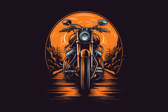 motorcycle modern need logo concept vector illustration black background.