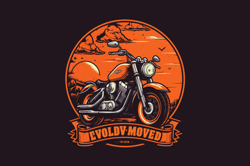 motorcycle modern need logo concept vector illustration orange background.
