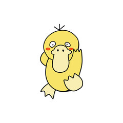 cute little duck, icon, element, hand drawing , minimal, cute,