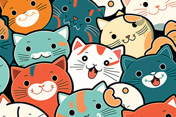 Cute playful kitten cartoon characters background