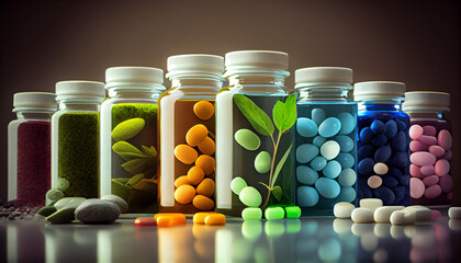 Collage of different colorful pills