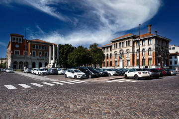 Daily view of Vittoria Square in Treviso, Italy
