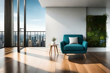 A sitting room with zing and yellow sofas and hanging gardens
